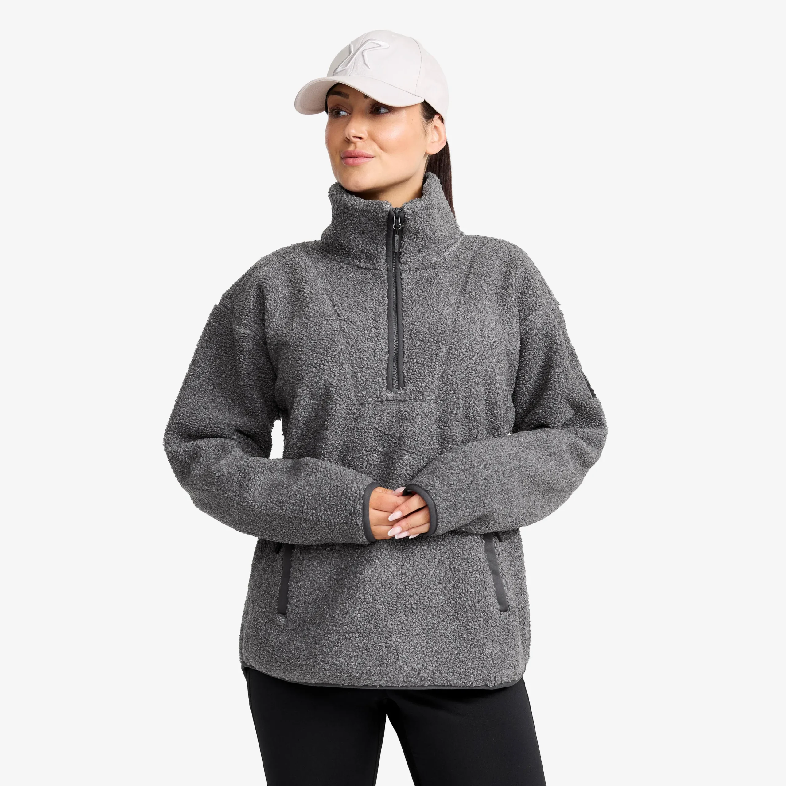 Bigfoot Half-zip Pile Fleece Damen Dark Grey Melange