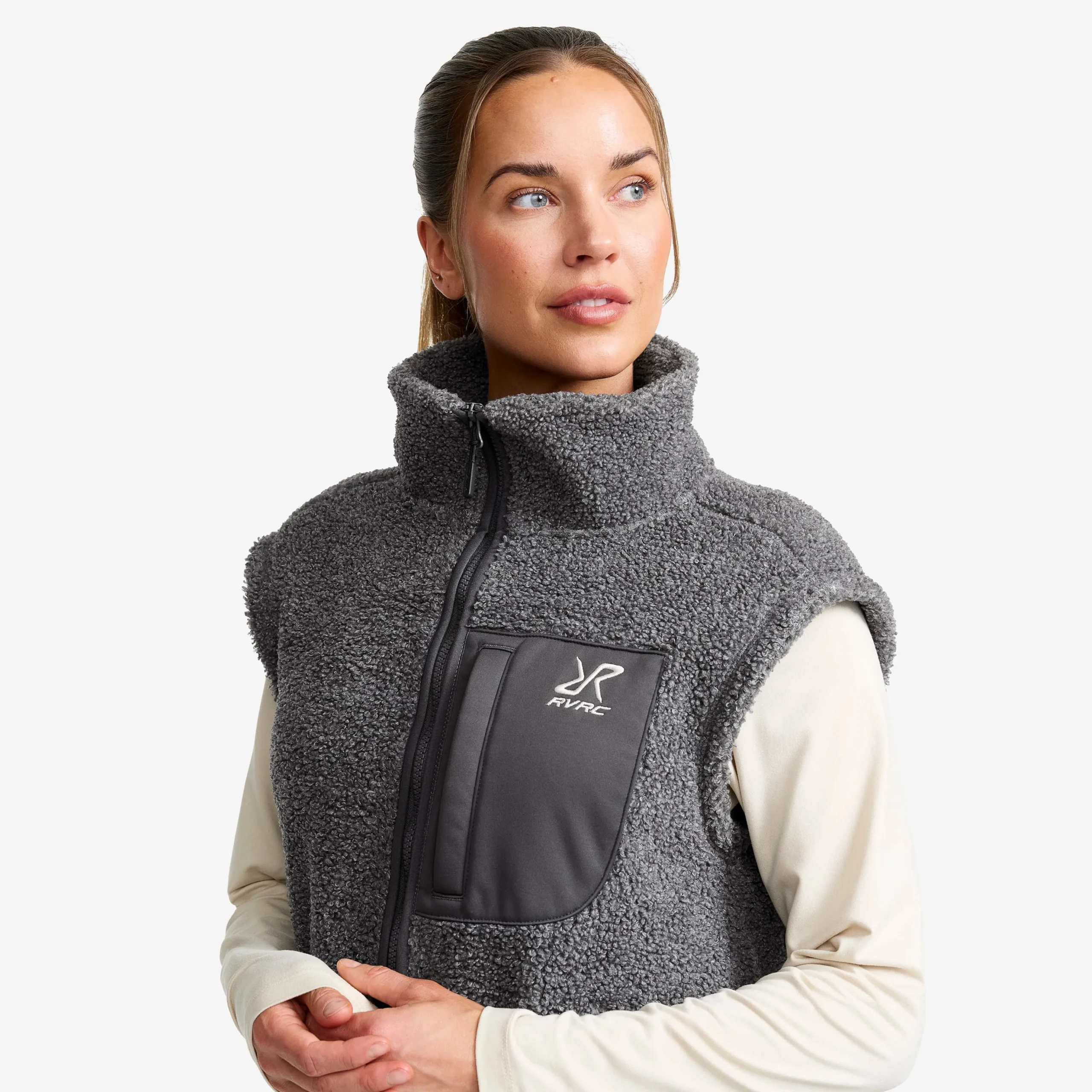 Bigfoot Pile Fleece Vest Damen Dark Grey Melange