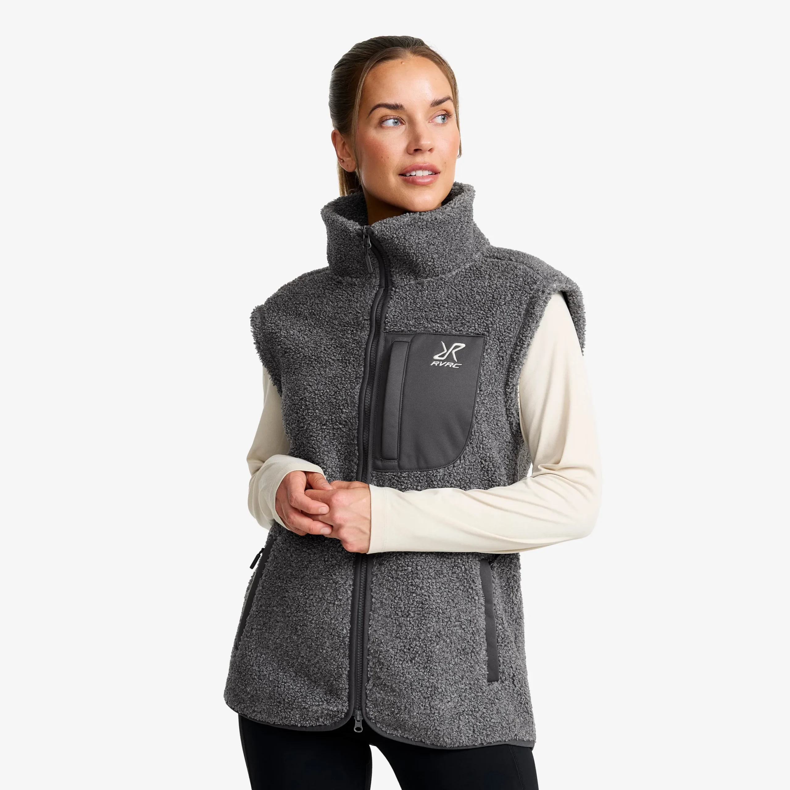 Bigfoot Pile Fleece Vest Damen Dark Grey Melange