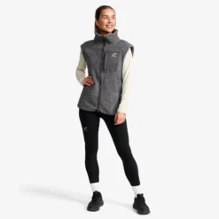 Bigfoot Pile Fleece Vest Damen Dark Grey Melange