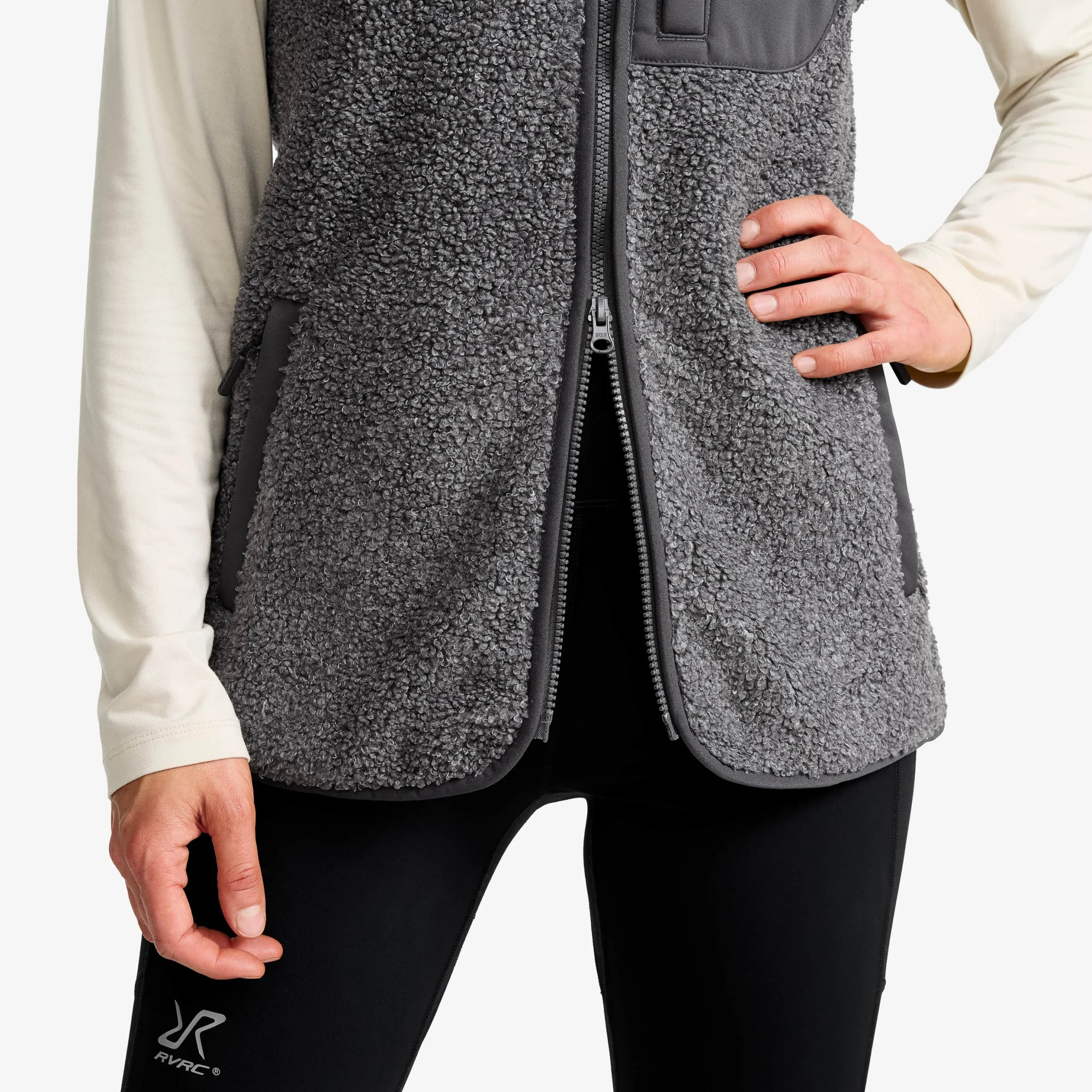 Bigfoot Pile Fleece Vest Damen Dark Grey Melange