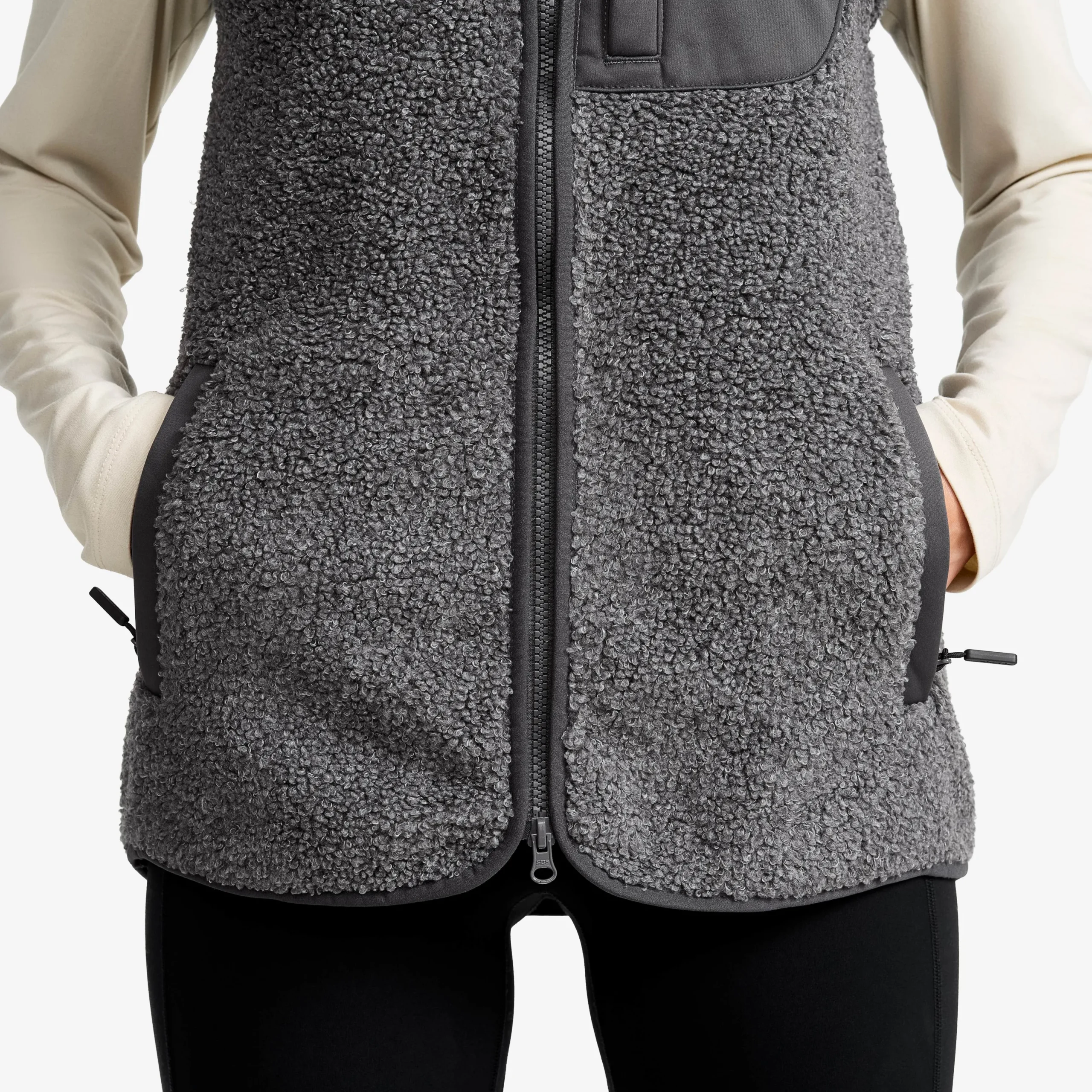 Bigfoot Pile Fleece Vest Damen Dark Grey Melange