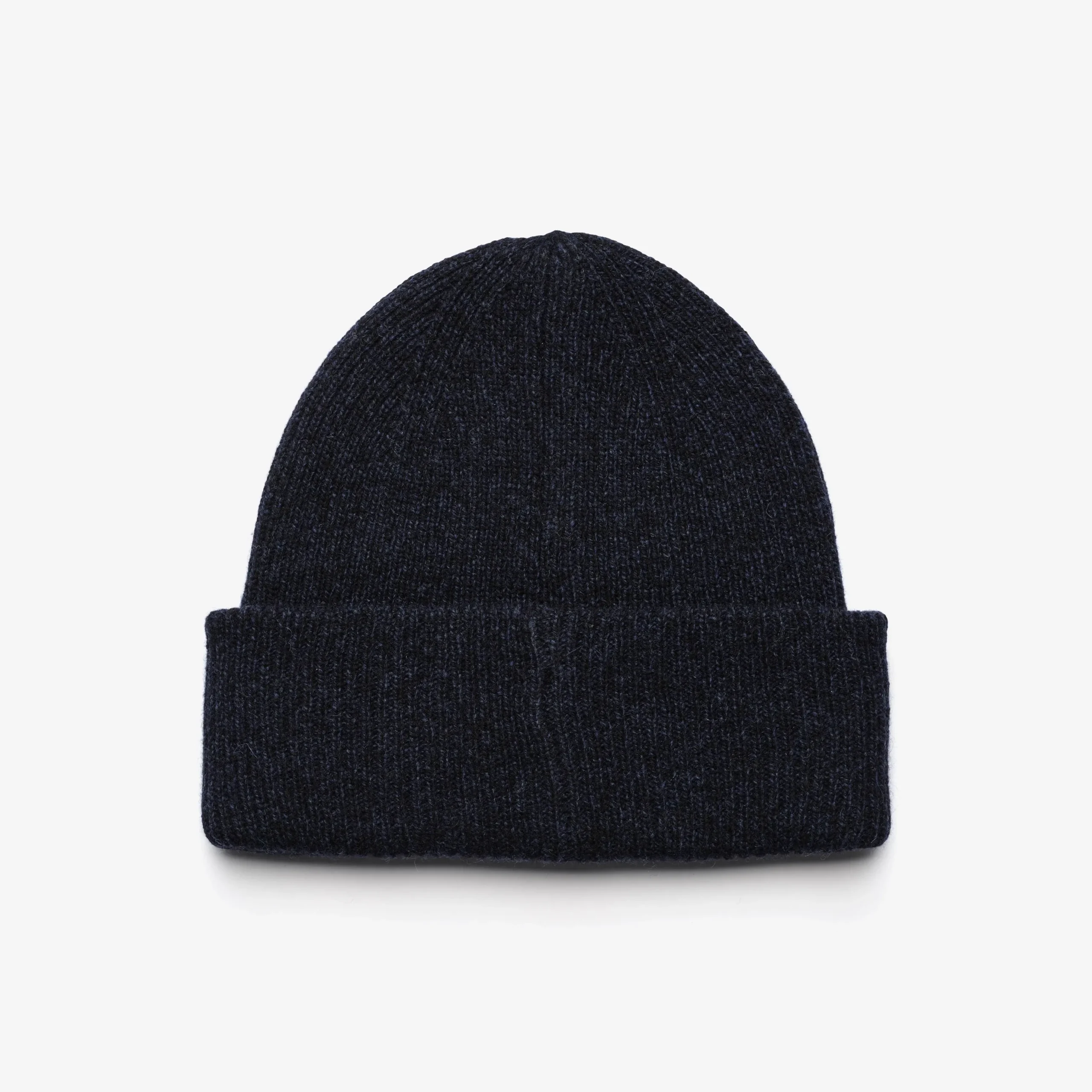 Cave Wool Rib Knit Beanie Dark Navy Melange