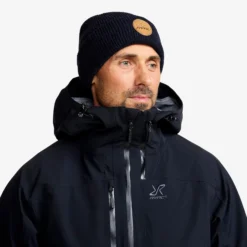 Cave Wool Rib Knit Beanie Dark Navy Melange