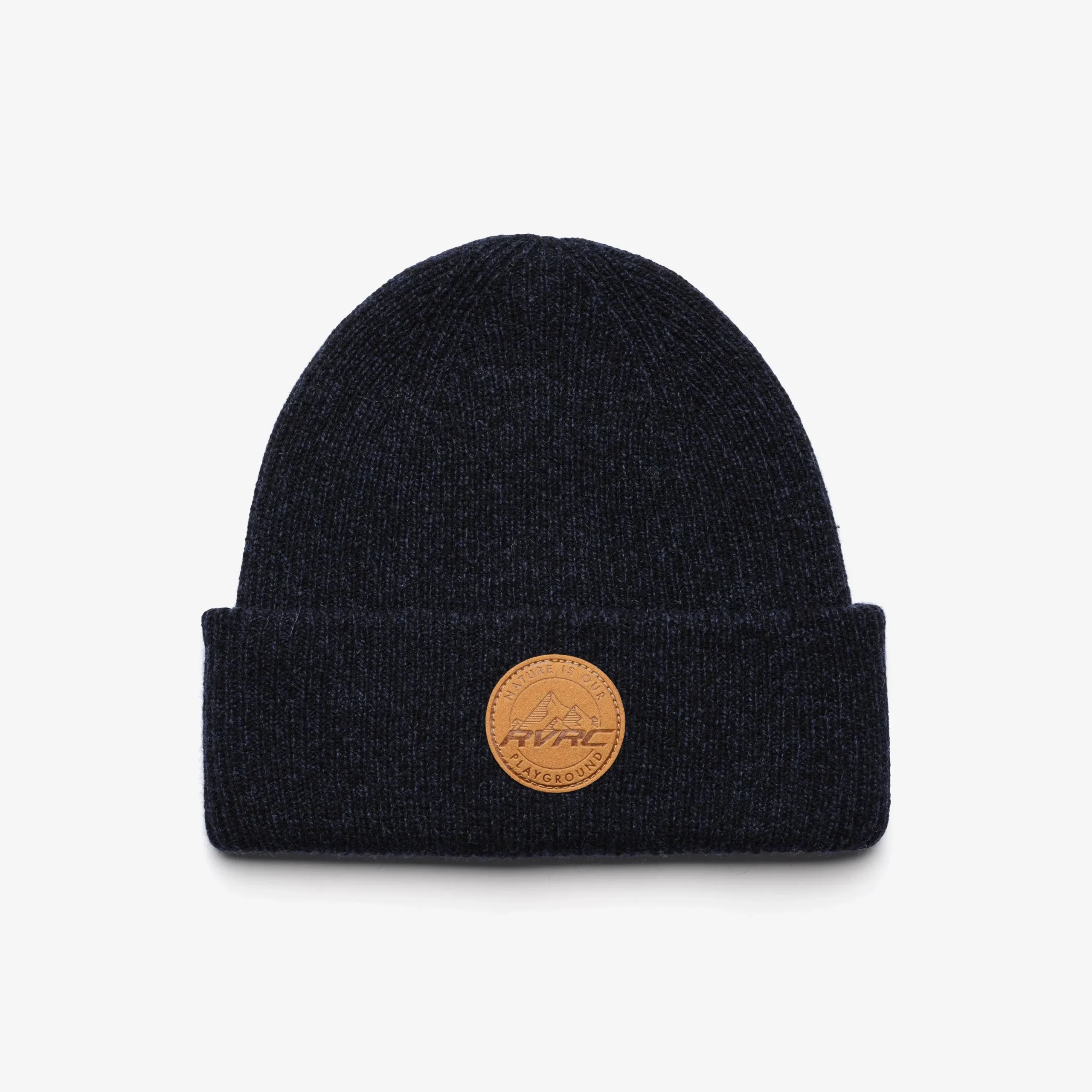 Cave Wool Rib Knit Beanie Dark Navy Melange