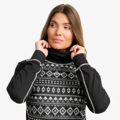 Downhill Base Layer Turtleneck Top Damen Black/Peyote