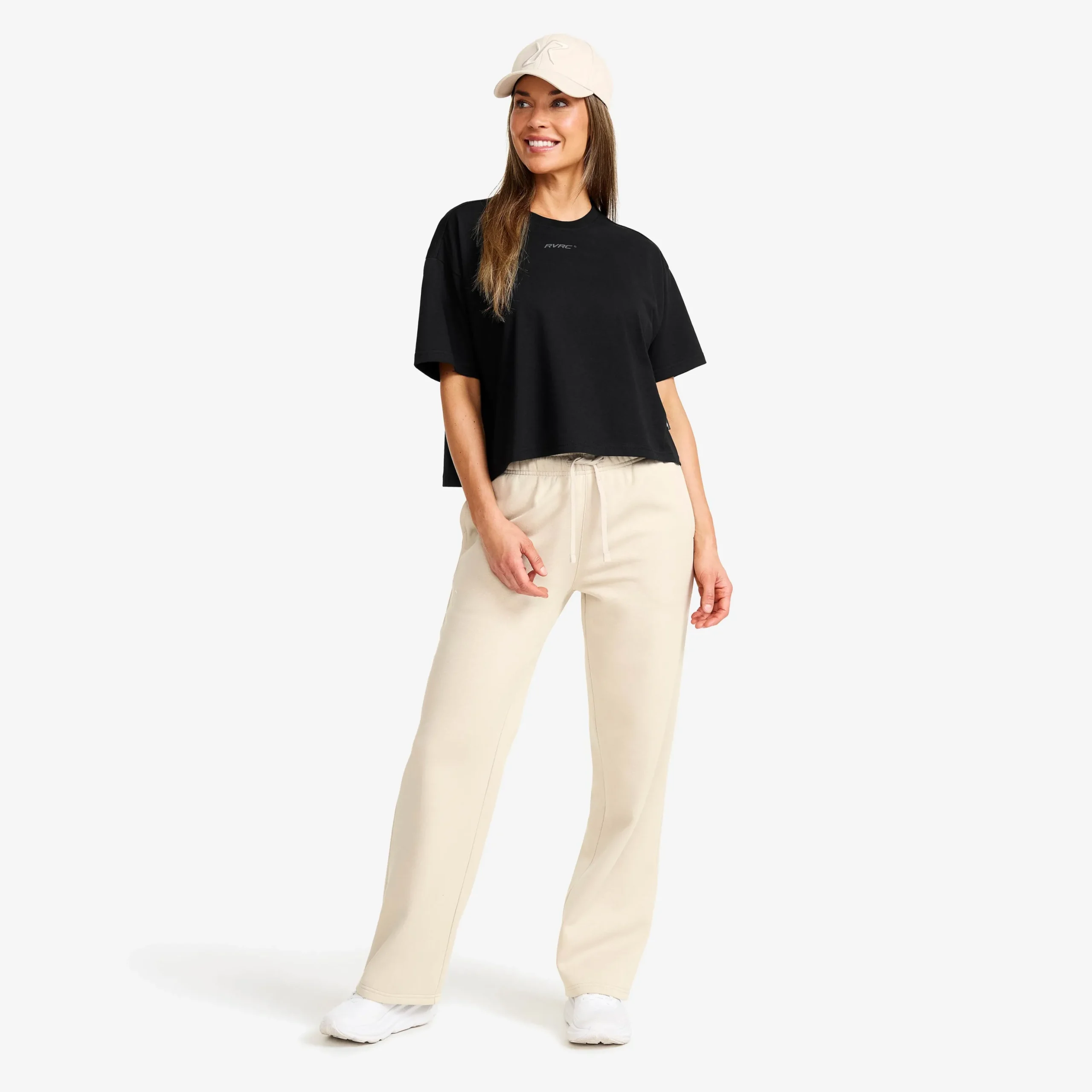 Easy Cropped T-shirt Damen Black