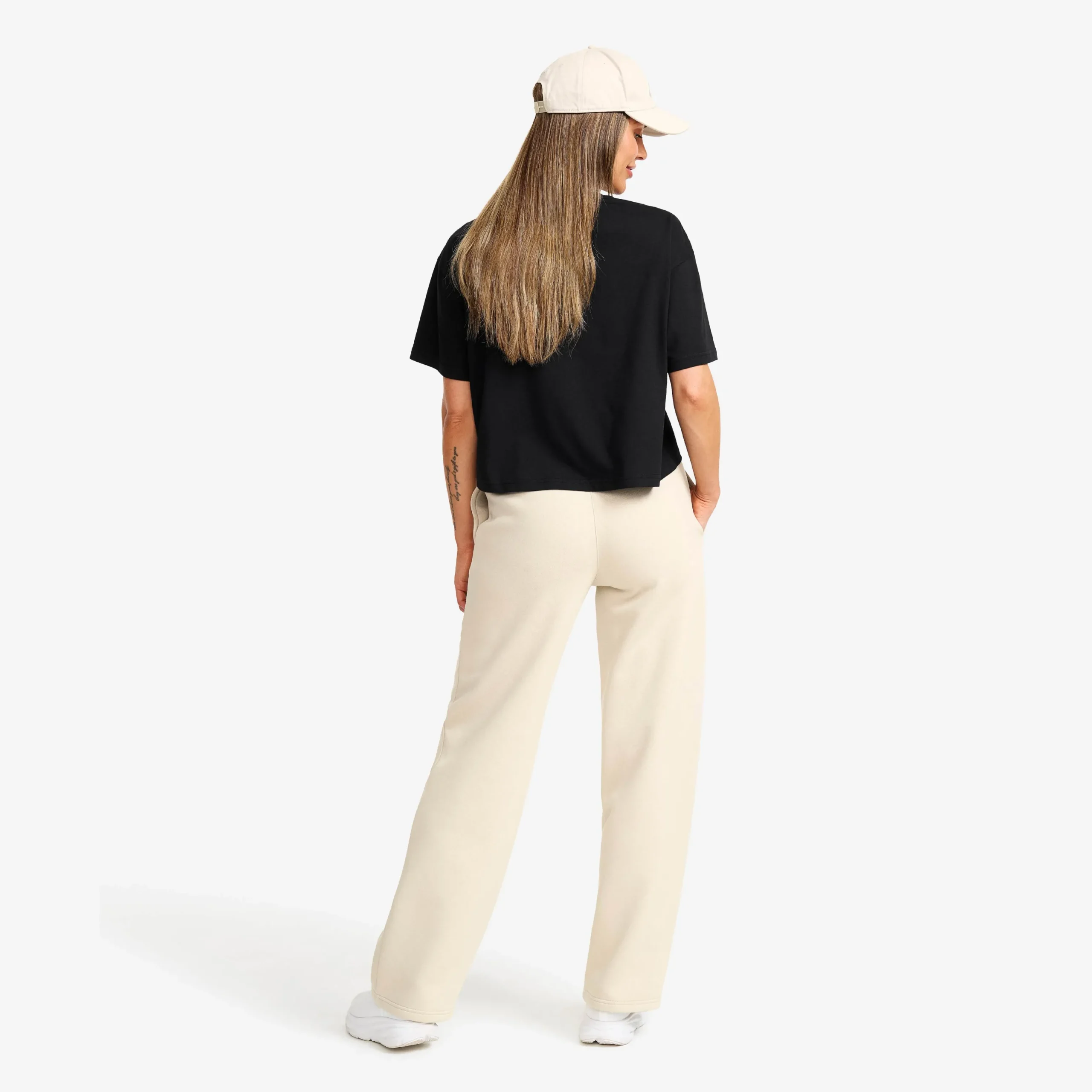 Easy Cropped T-shirt Damen Black