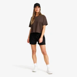 Easy Cropped T-shirt Damen Seal Brown