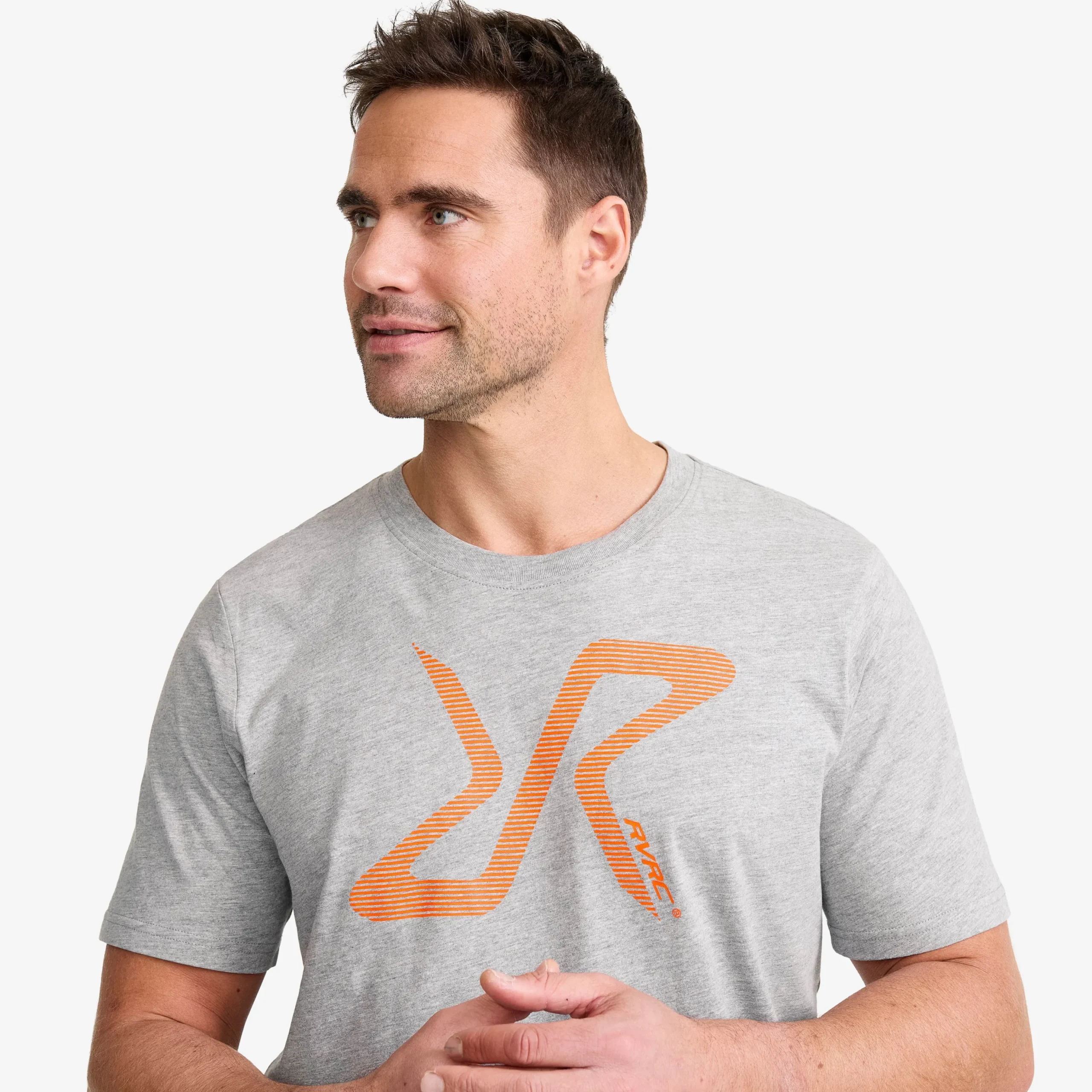 Easy Graphic Logo T-Shirt Herren Grey Melange/Orange