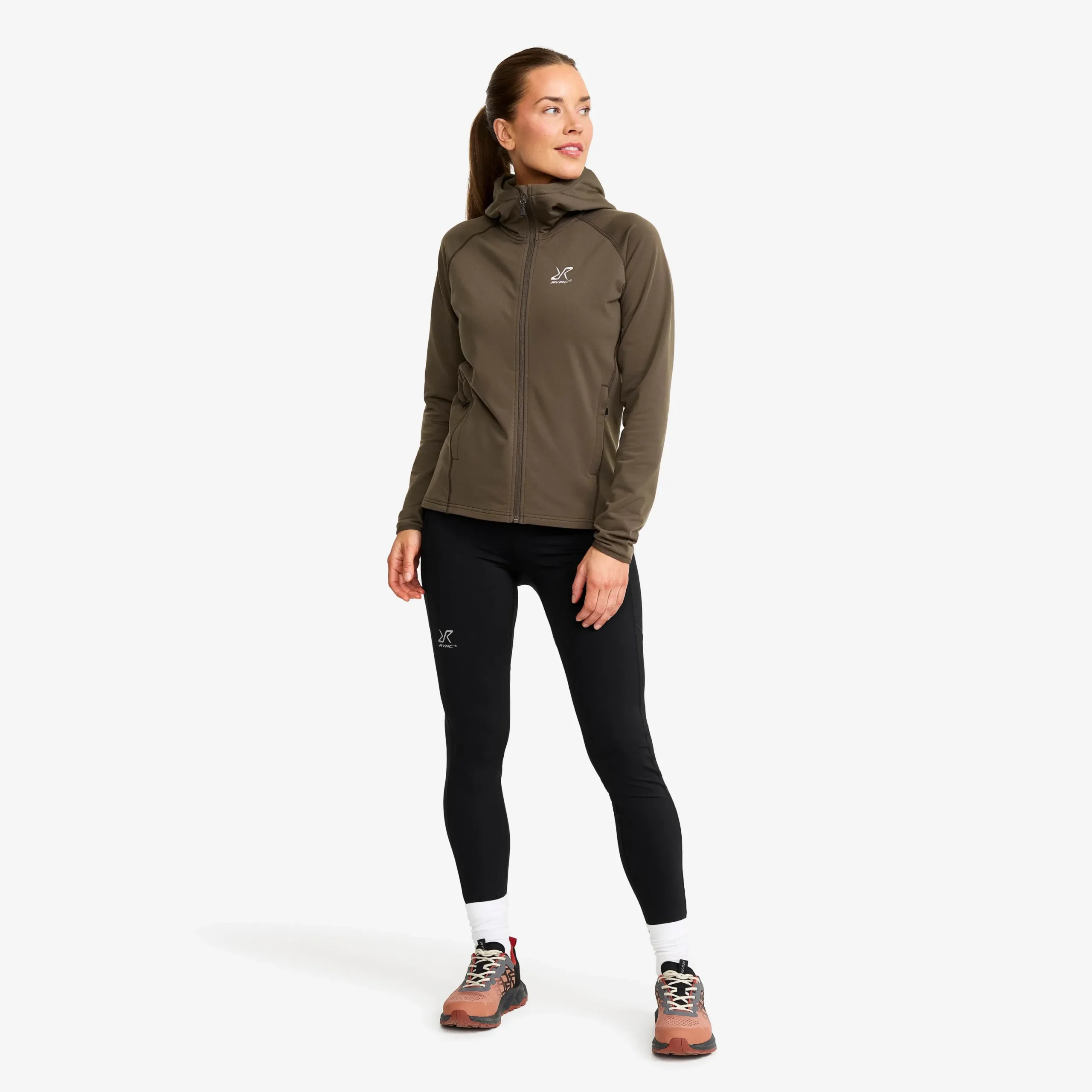 Evolution Light Stretch Fleece Hoodie Damen Moss Gray