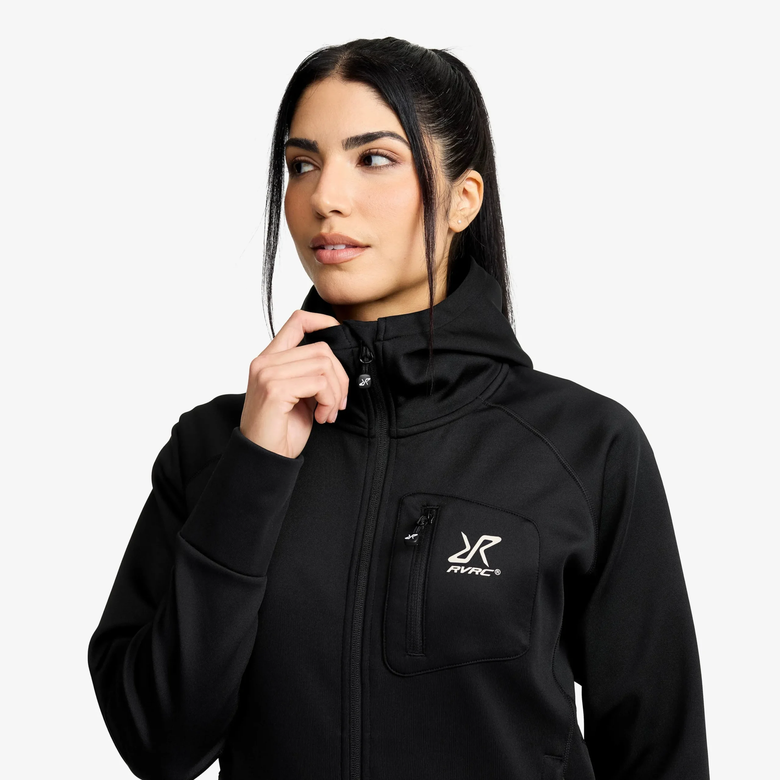 Evolution Stretch Fleece Hoodie Damen Black
