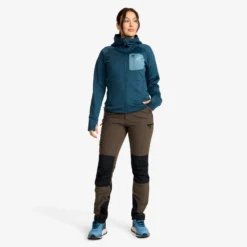 Evolution Stretch Fleece Hoodie Damen Moonlit Ocean/Stellar