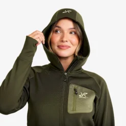 Evolution Stretch Fleece Hoodie Damen Forest Night
