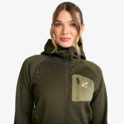 Evolution Stretch Fleece Hoodie Damen Forest Night