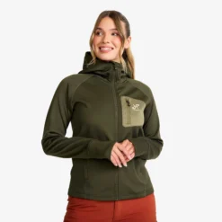 Evolution Stretch Fleece Hoodie Damen Forest Night