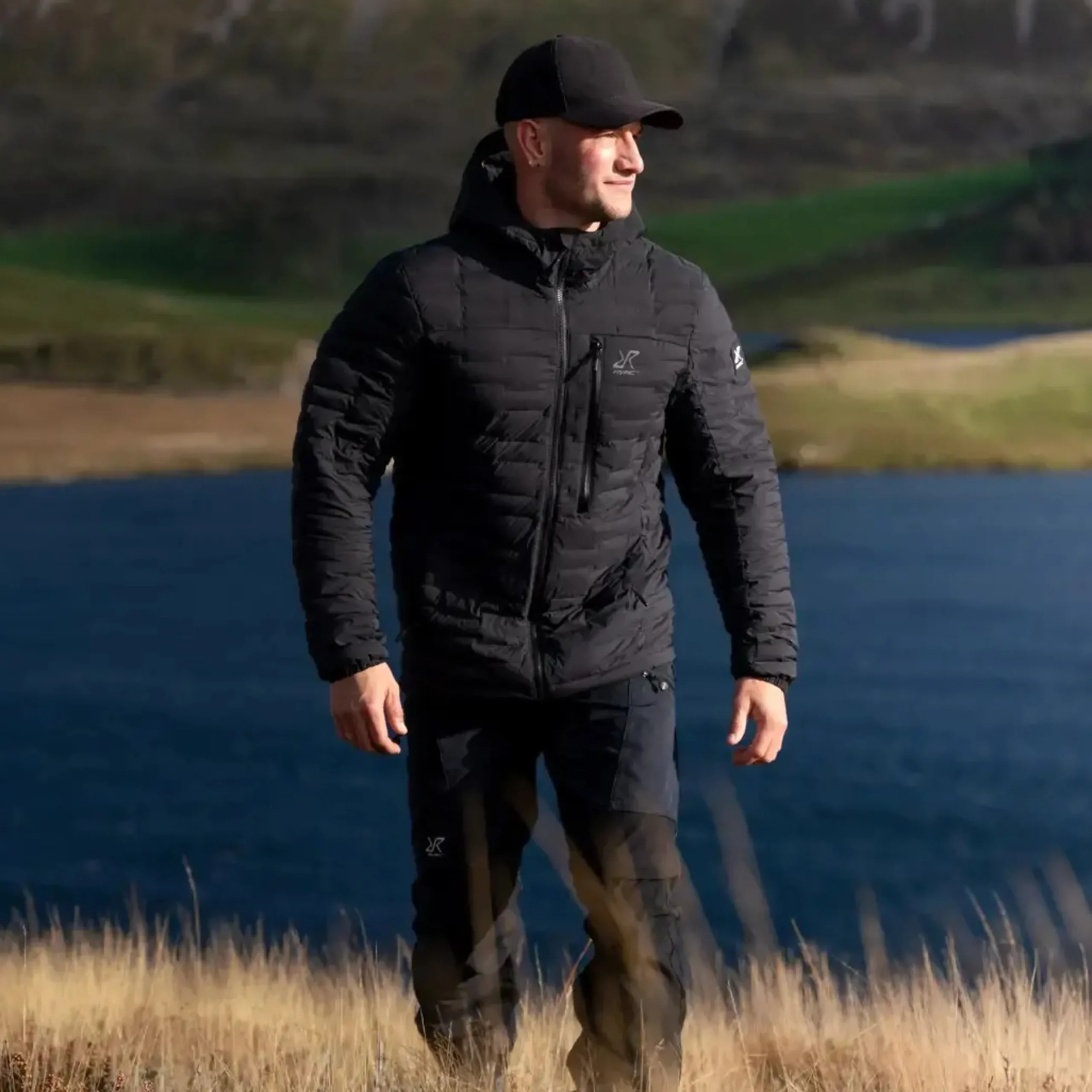 Flex Stretch Hooded Down Jacket Herren Black