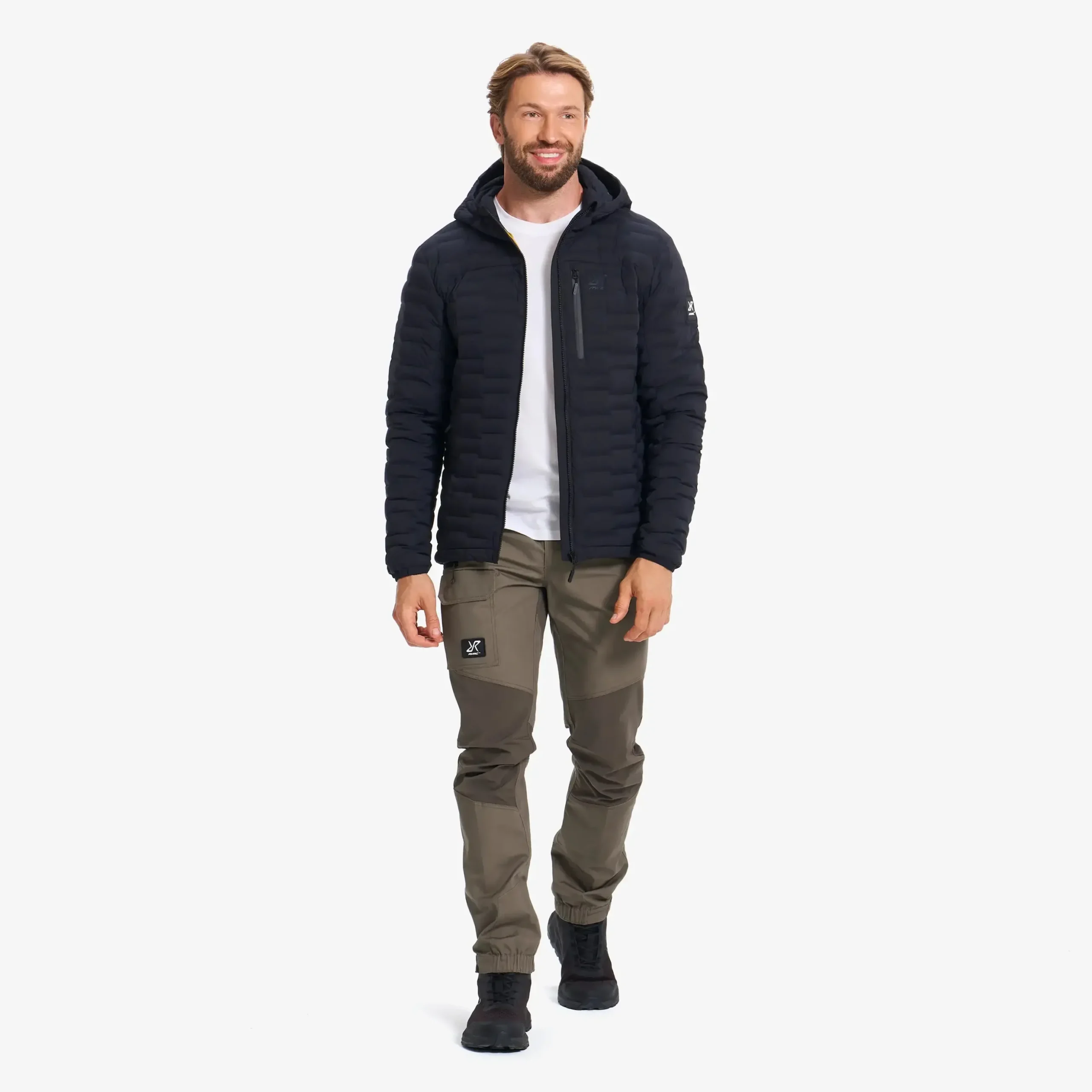 Flex Stretch Hooded Down Jacket Herren Black