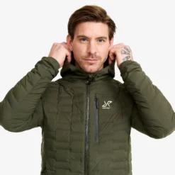 Flex Stretch Hooded Down Jacket Herren Forest Night
