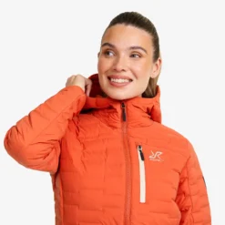 Flex Stretch Hooded Down Jacket Damen Mecca Orange
