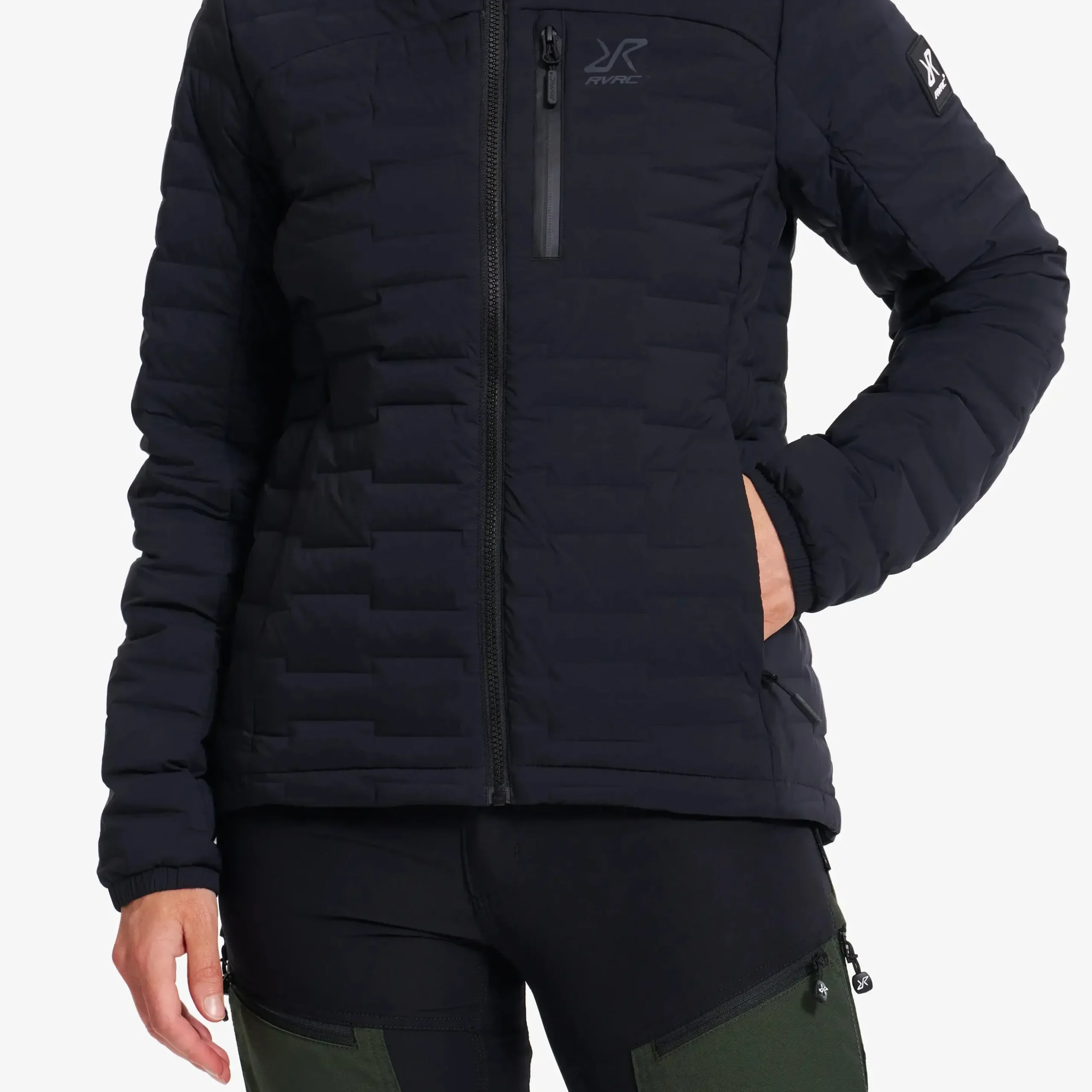 Flex Stretch Hooded Down Jacket Damen Black