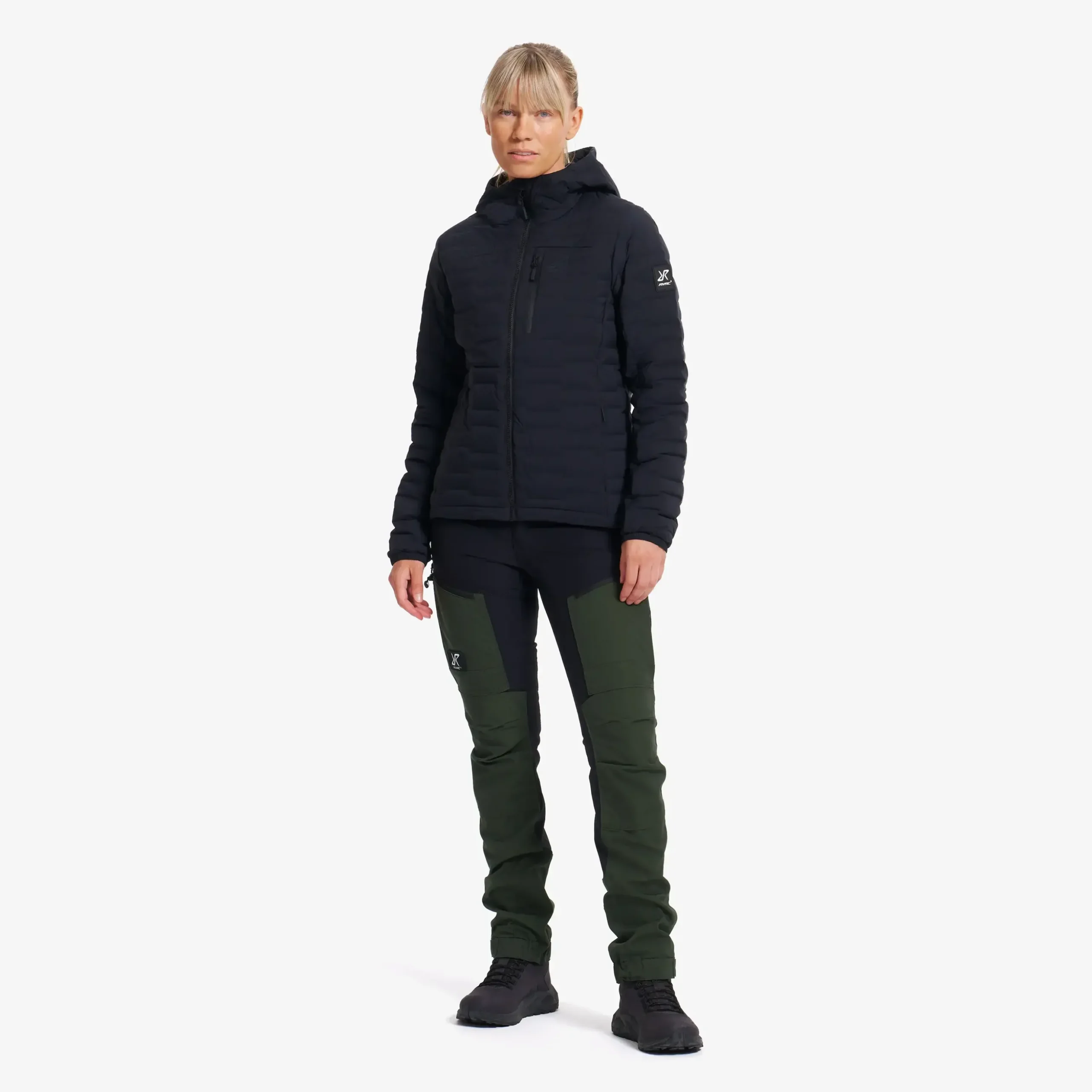 Flex Stretch Hooded Down Jacket Damen Black