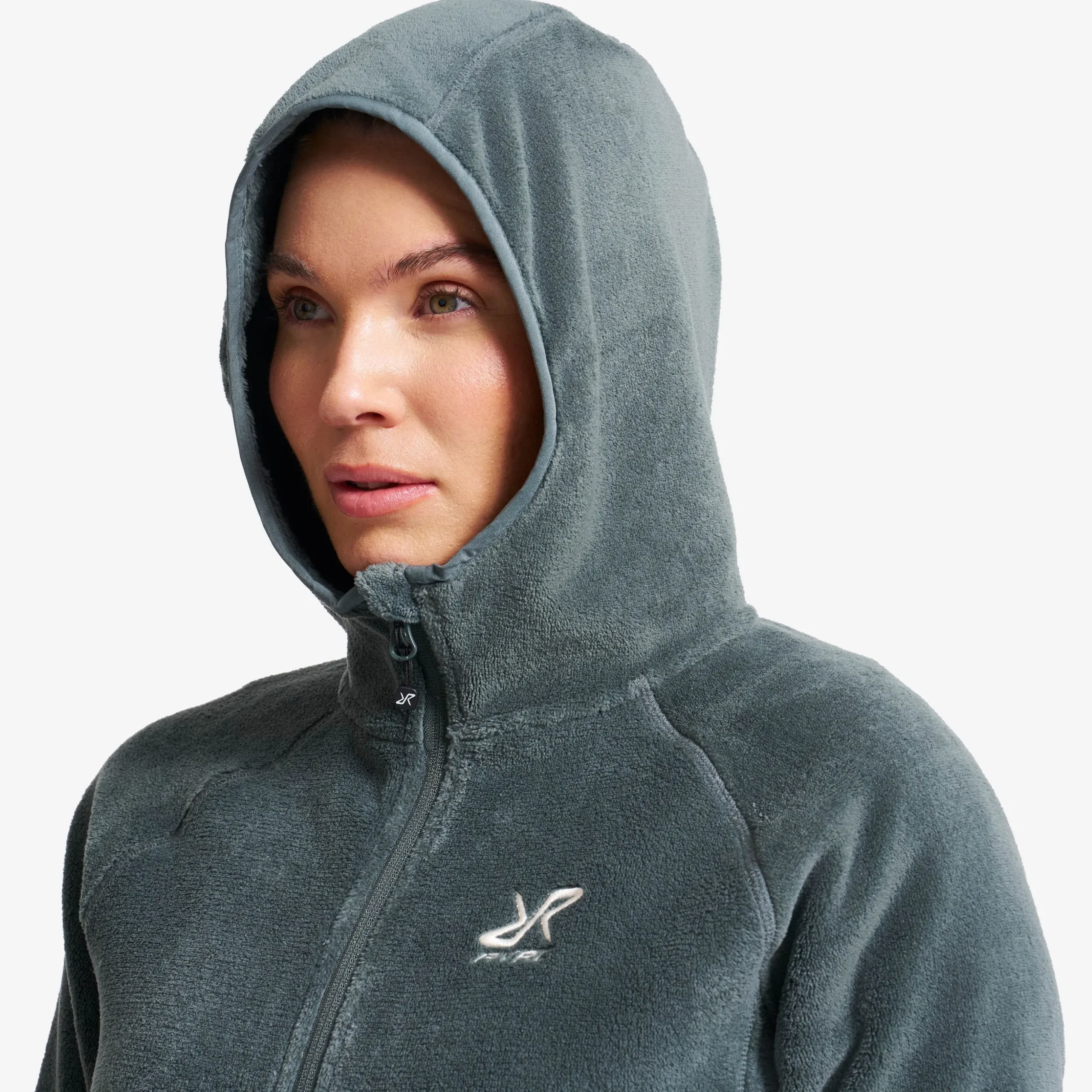Fog Fluffy Hooded Fleece Damen Balsam Green