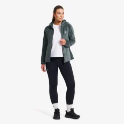 Fog Fluffy Hooded Fleece Damen Balsam Green