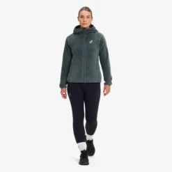 Fog Fluffy Hooded Fleece Damen Balsam Green