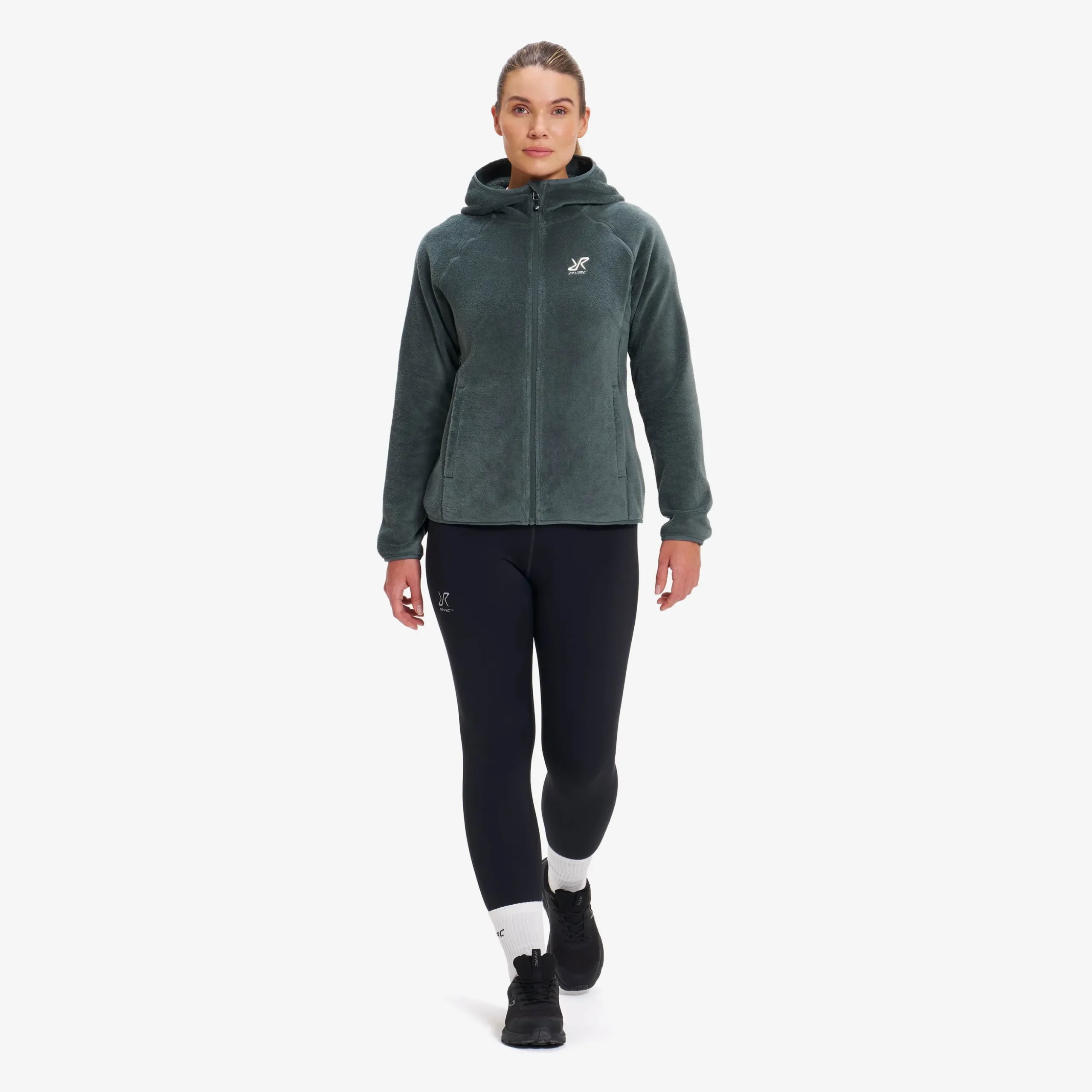 Fog Fluffy Hooded Fleece Damen Balsam Green