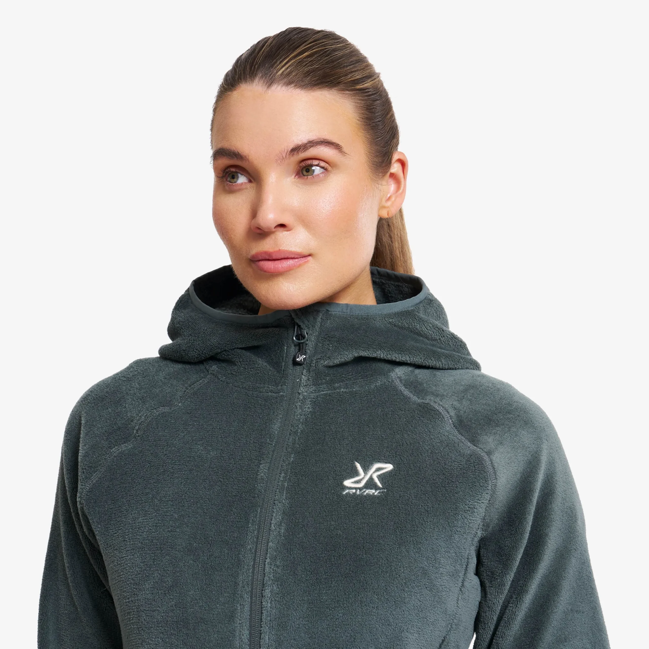 Fog Fluffy Hooded Fleece Damen Balsam Green