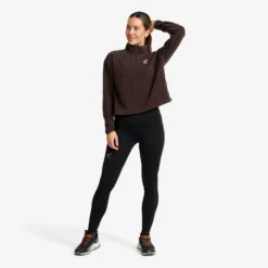 Hiker Cropped Half-zip Fleece Damen Seal Brown