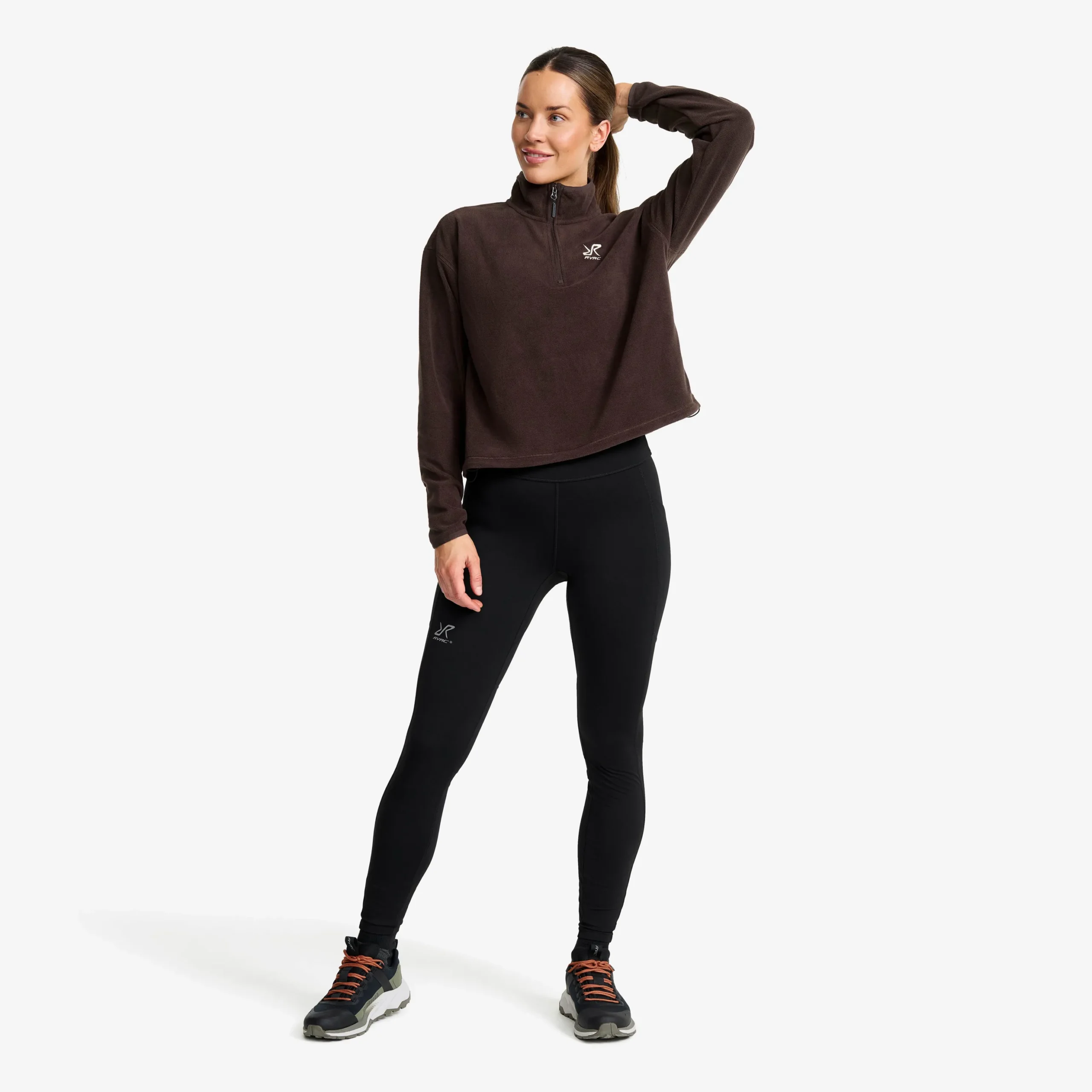 Hiker Cropped Half-zip Fleece Damen Seal Brown