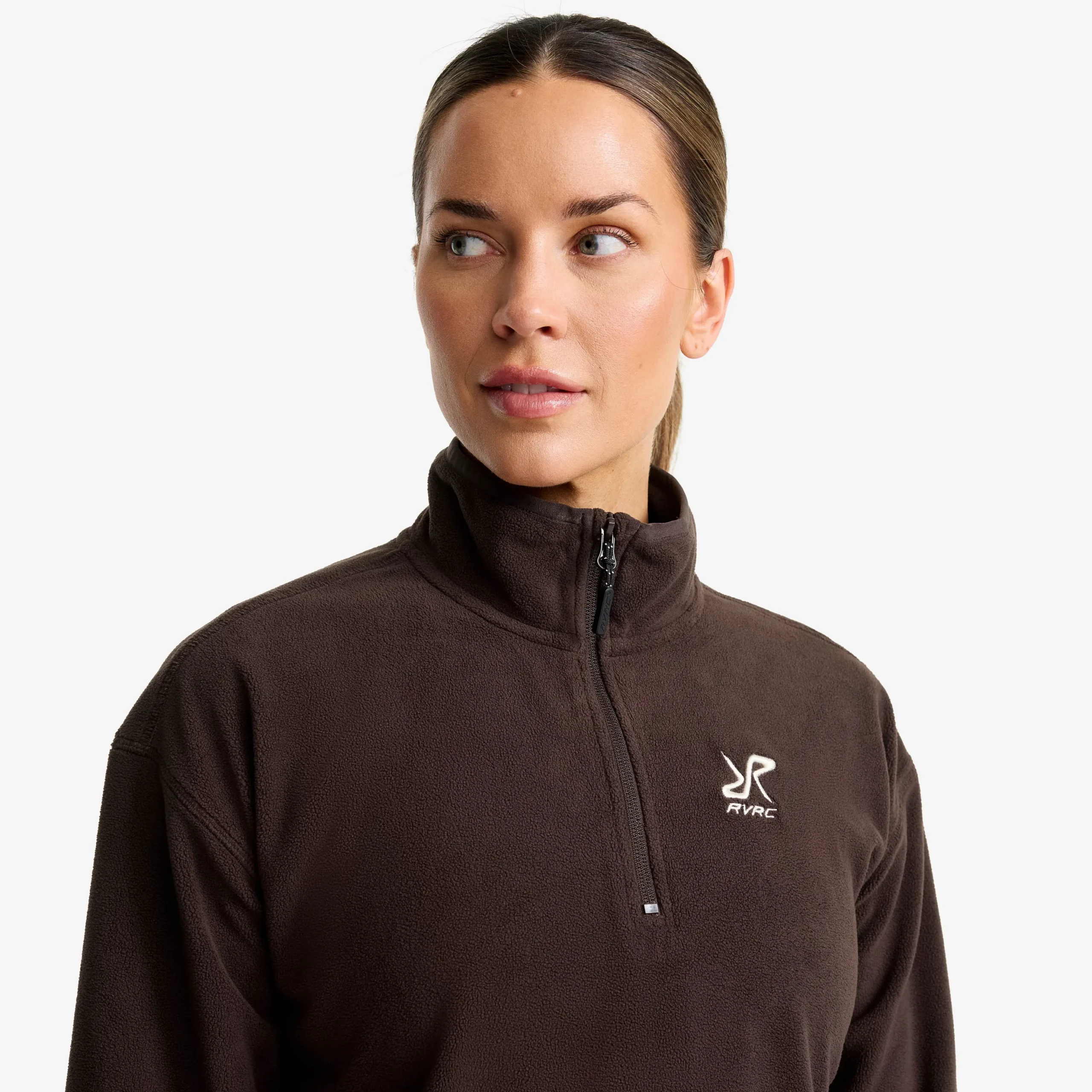 Hiker Cropped Half-zip Fleece Damen Seal Brown