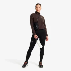 Hiker Cropped Half-zip Fleece Damen Seal Brown
