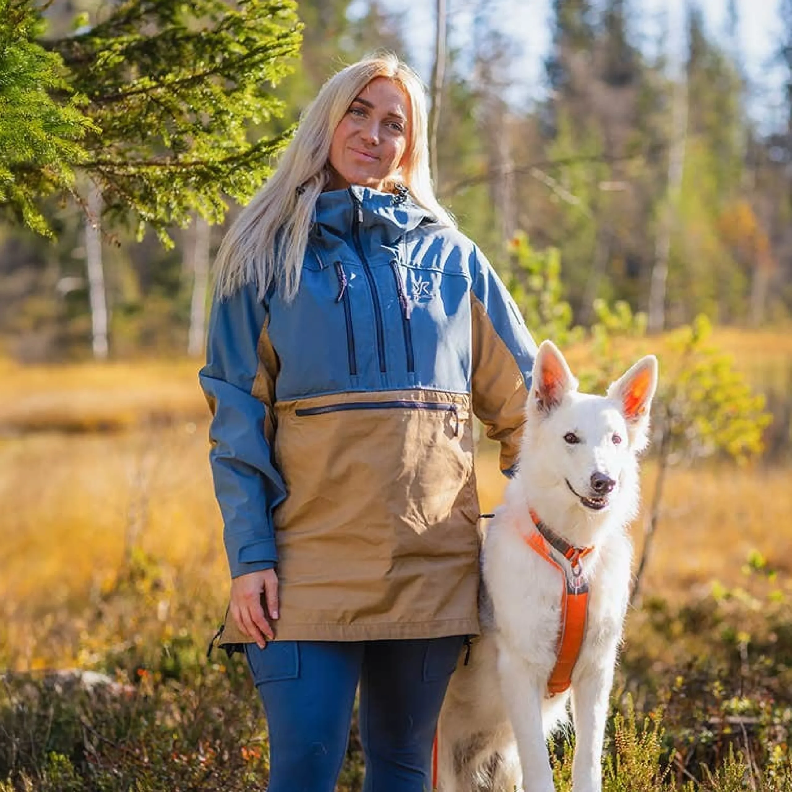 Outdoor Anorak Damen Orion Blue/Kelp Beige