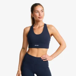 Rapid V Longline Medium Sports Bra Damen Deep Navy