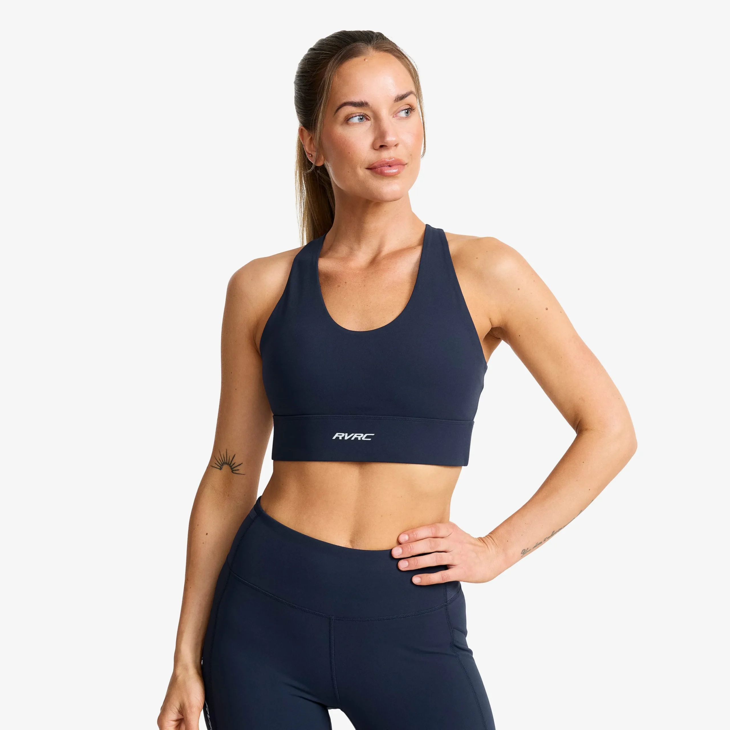 Rapid V Longline Medium Sports Bra Damen Deep Navy