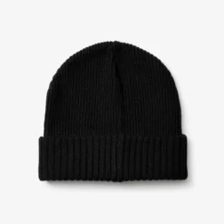Ribbed Patch Beanie Black