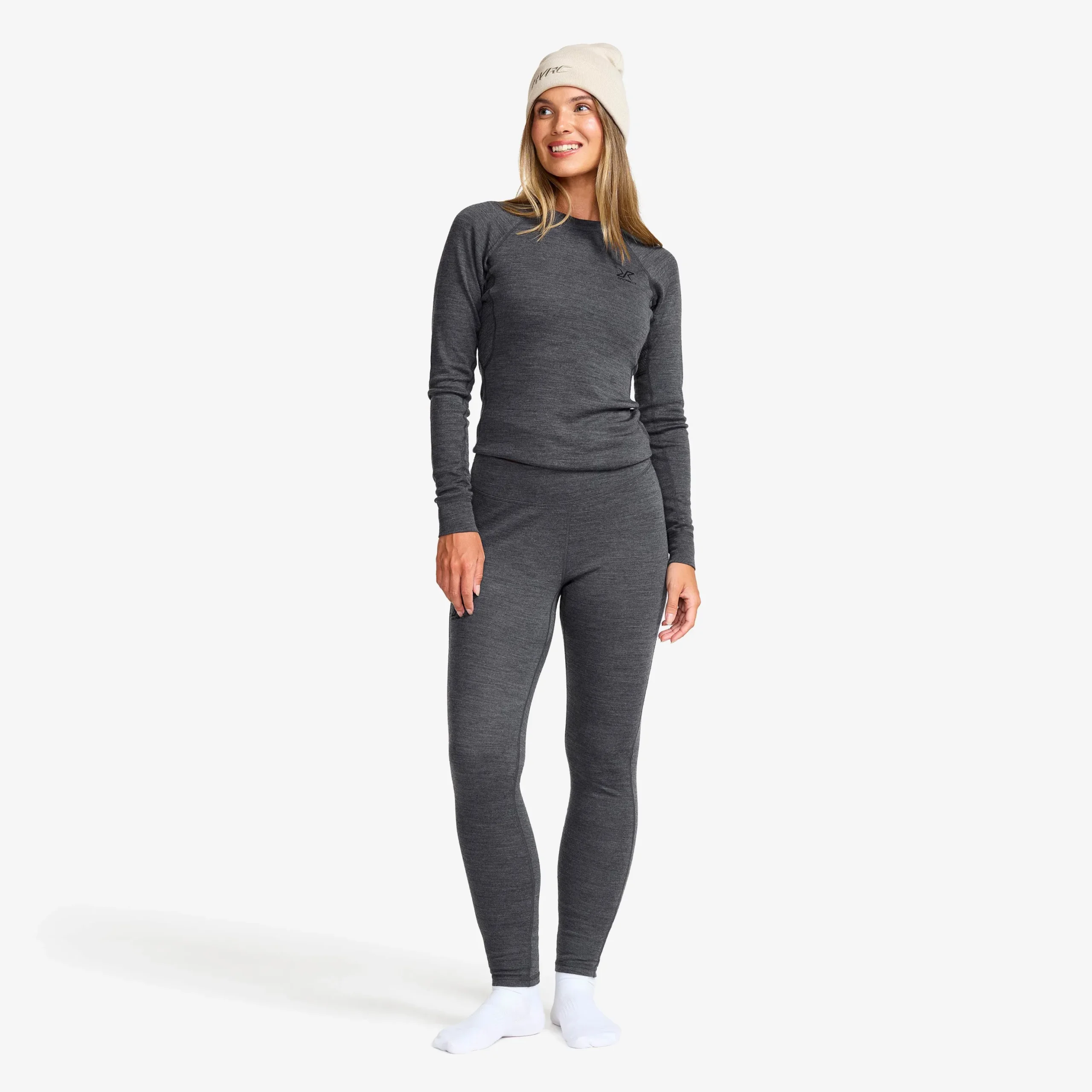 Route Merino Warm Base Layer Pants Damen Dark Grey Melange