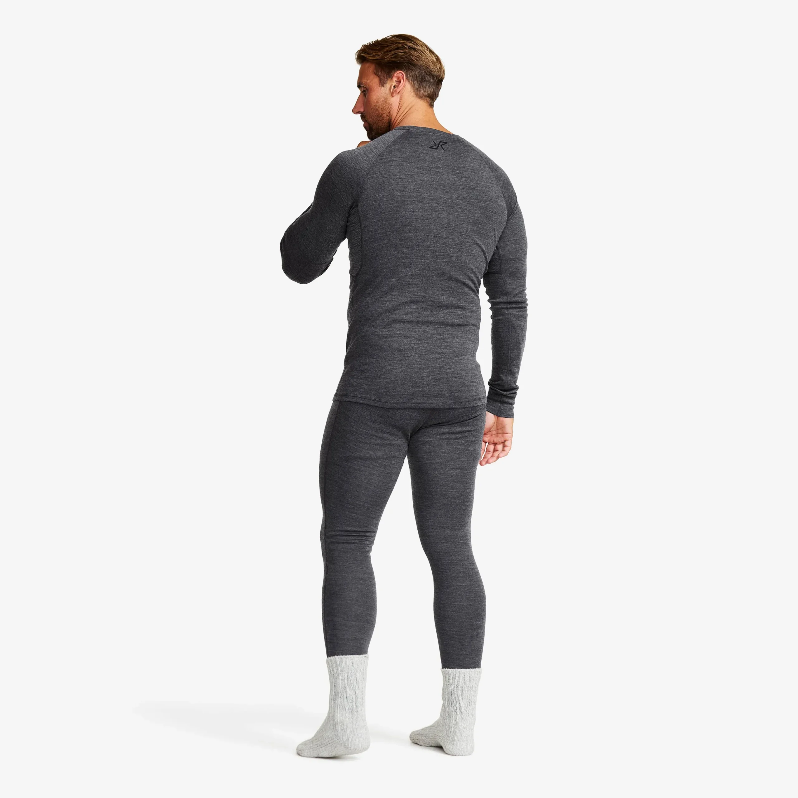 Route Merino Warm Base Layer Top Herren Dark Grey Melange