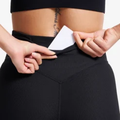 Shape Ribbed Flare Leggings Damen Black