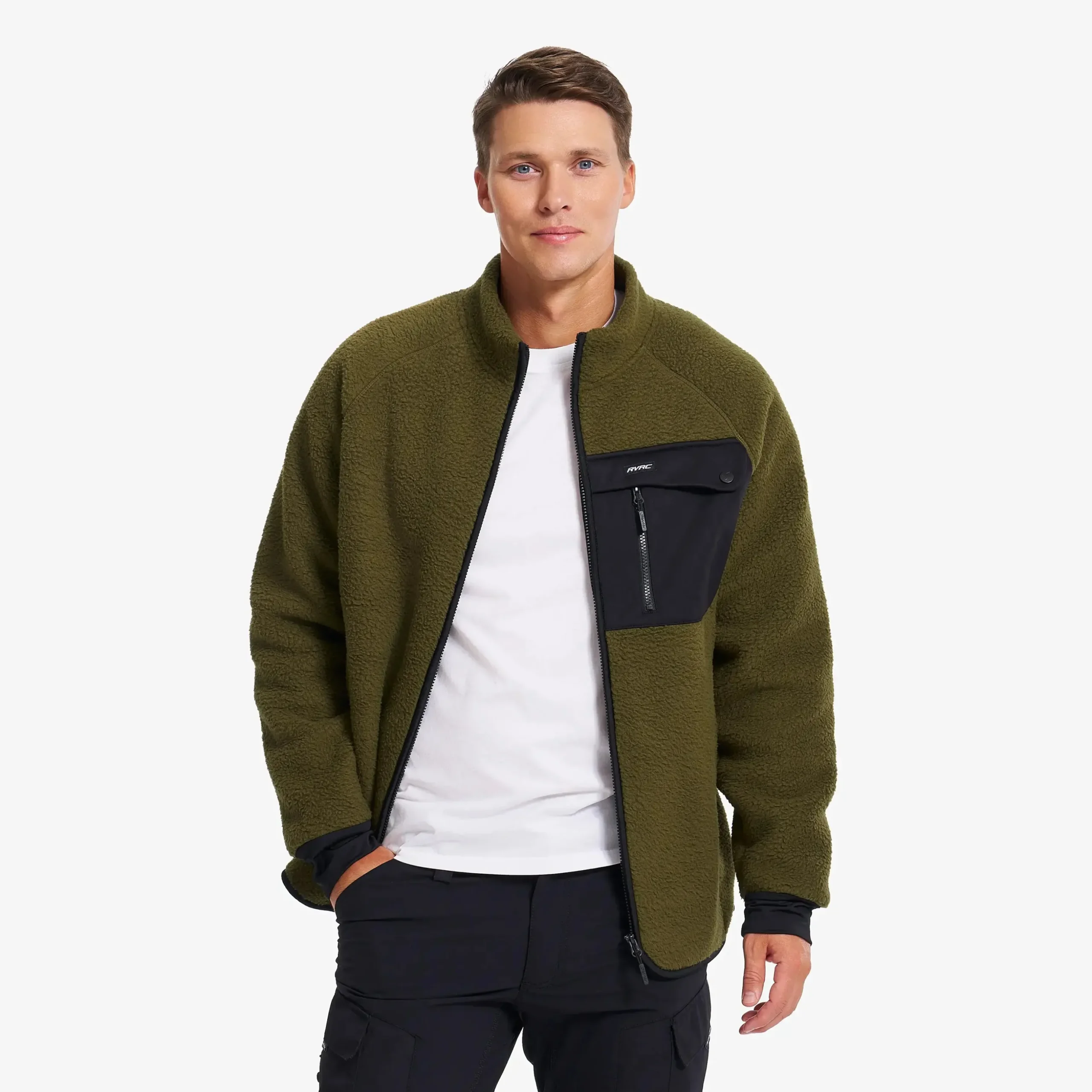 Sherpa Full-zip Fleece Jacket Herren Dark Olive