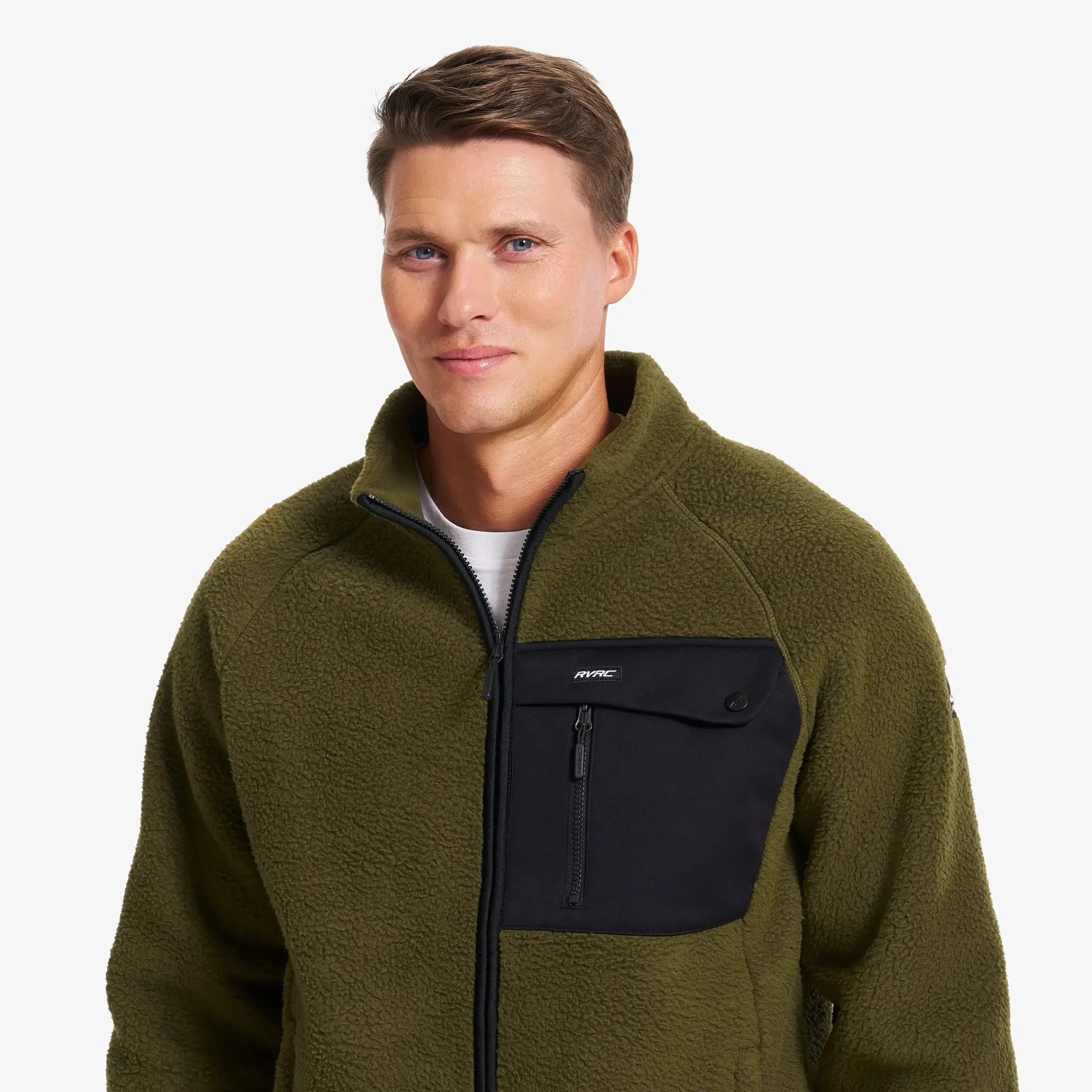 Sherpa Full-zip Fleece Jacket Herren Dark Olive
