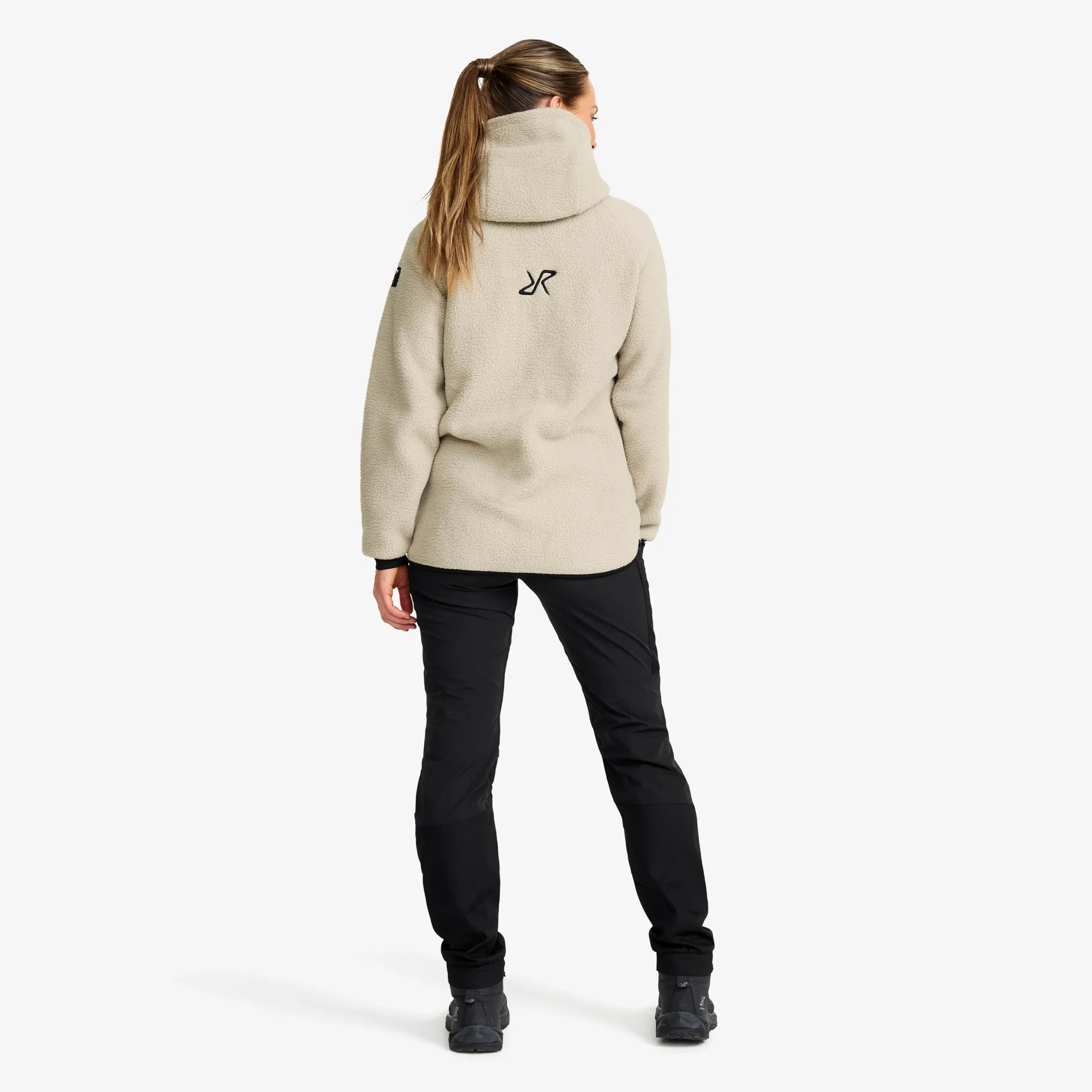 Sherpa Hoodie Damen Beige Khaki