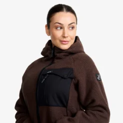 Sherpa Hoodie Damen Seal Brown