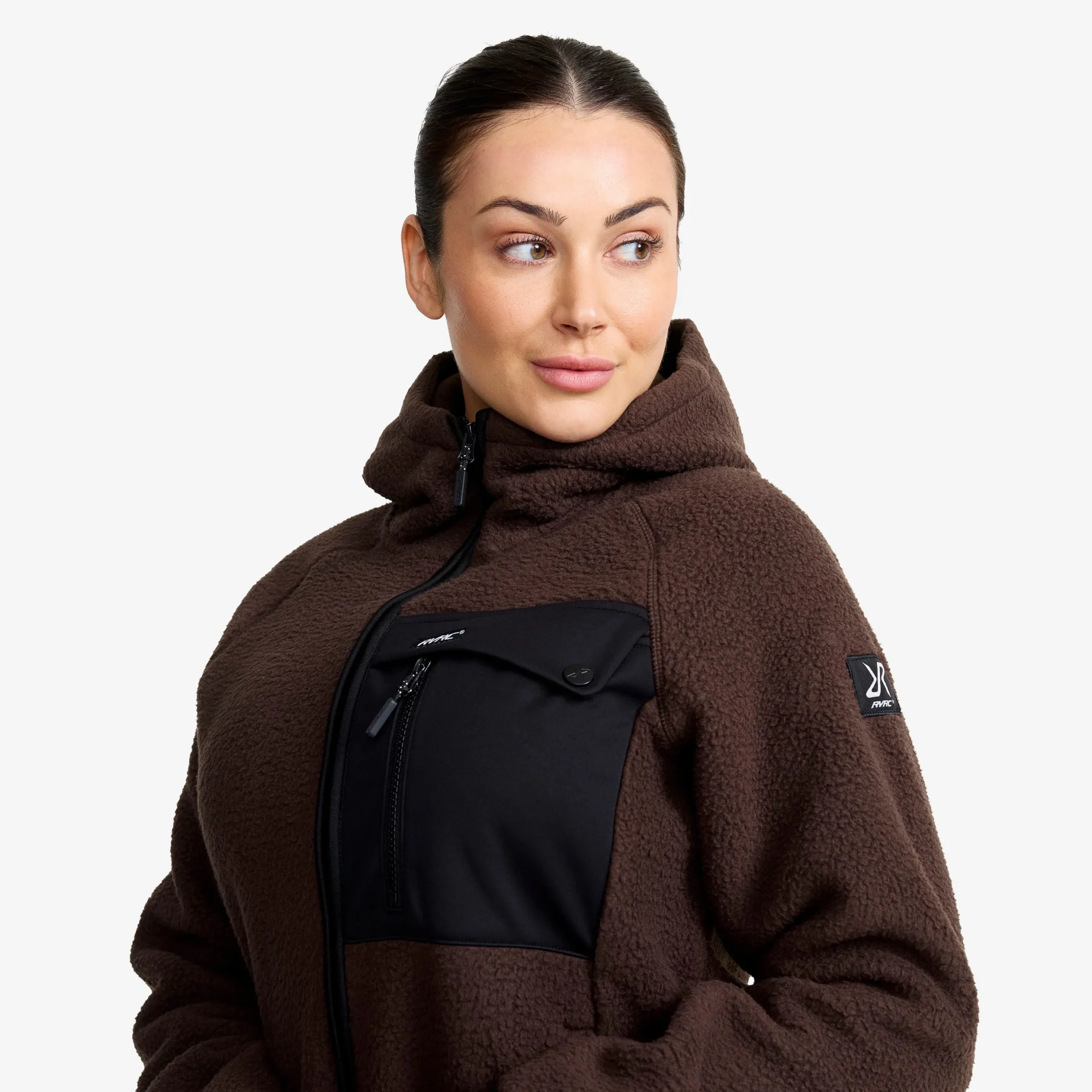 Sherpa Hoodie Damen Seal Brown