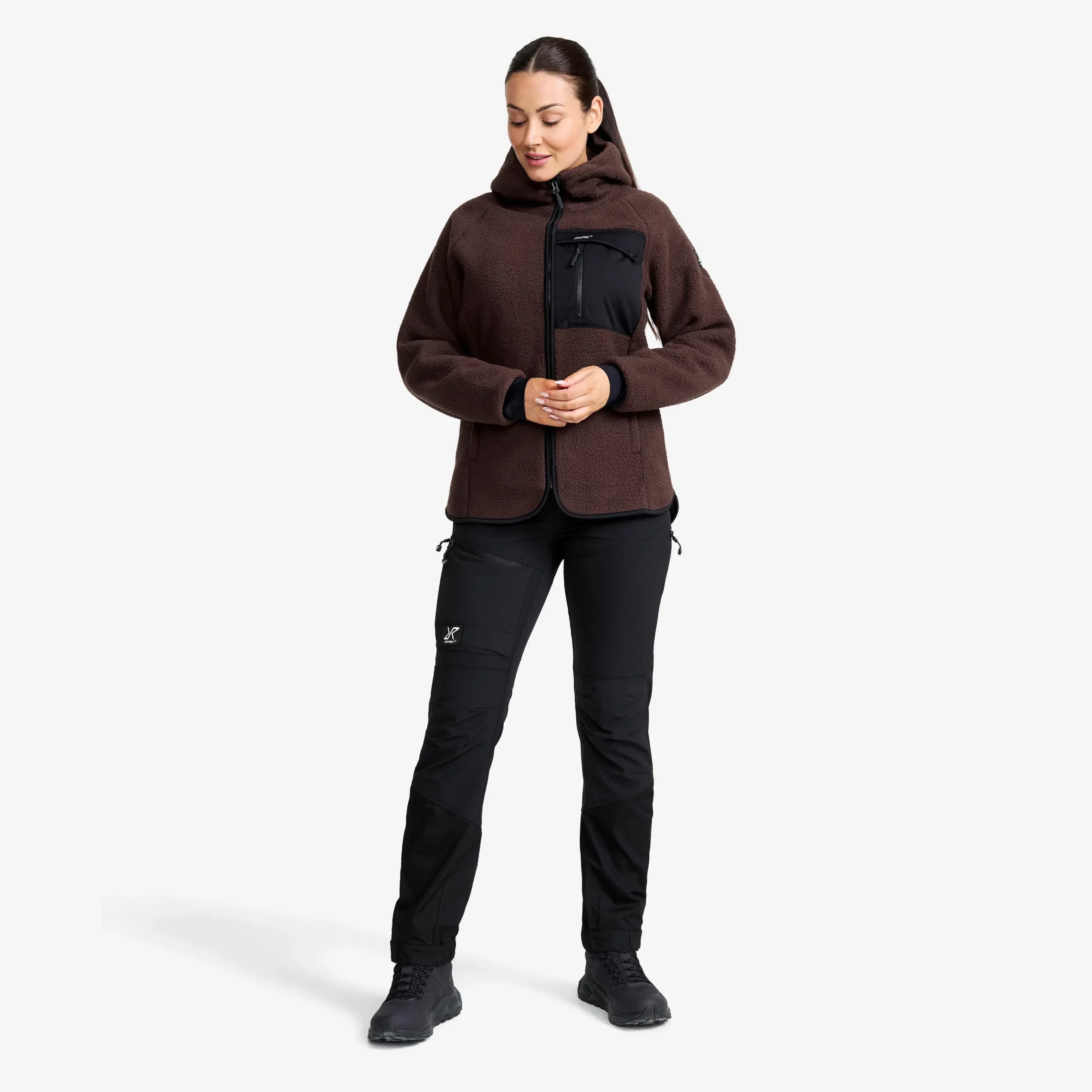 Sherpa Hoodie Damen Seal Brown