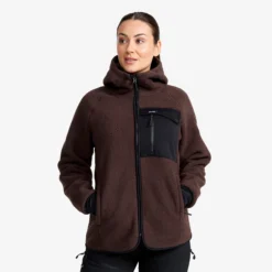 Sherpa Hoodie Damen Seal Brown