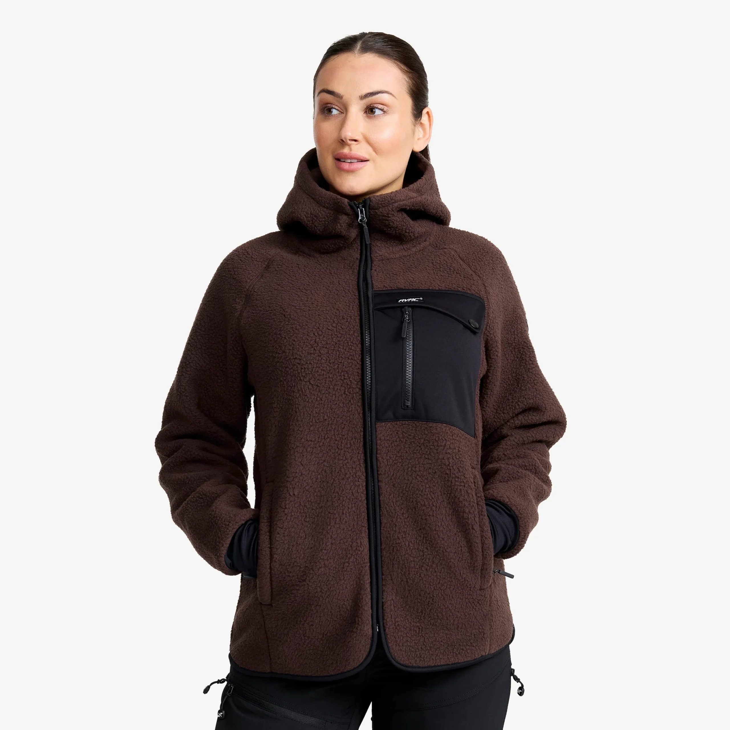 Sherpa Hoodie Damen Seal Brown
